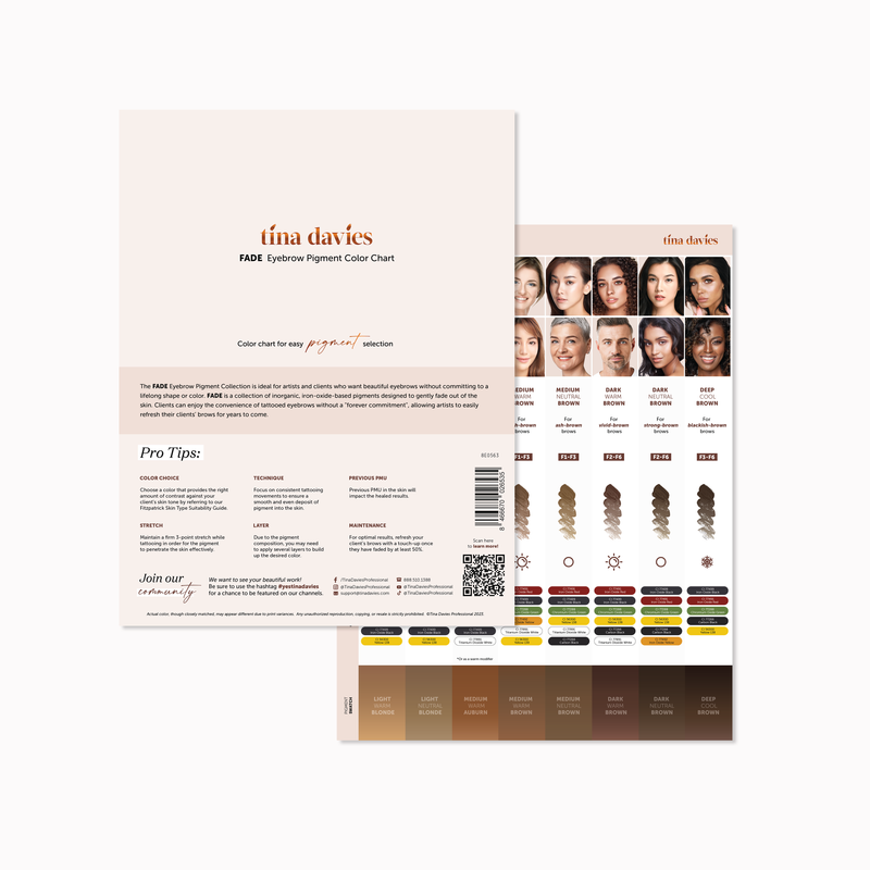 FADE Eyebrow Pigment Color Chart – Tina Davies Canada
